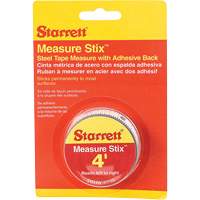 Measure Stix Steel Measuring Tape with Adhesive Backing, 1/2" x 4', in/ft. Graduations - Starrett SM44W