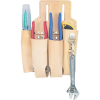 Porte-outils &agrave; 4 pochettes pour monteur de ligne, Porte-outil multiple, Cuir, 4 Poches - Kuny's PL-32