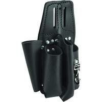 Black Leather Tool Pouch for Belts, Tool Holder, Leather, 4 Pockets - Klein Tools 5118C