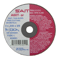 Meule &agrave; tronçonner (A36T), 3" x 0,035", Arbre de 3/8", Type 1, Oxyde d'aluminium, 25000 Tr/min - United Abrasives Inc. 23051