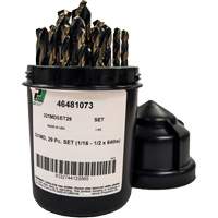 Mechanics Length Jobber Drill 135° - 1/16" to 1/2" by 1/64", 29 Pieces, High Speed Steel - Precision 6481073