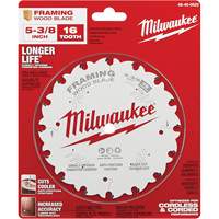 Lame de scie circulaire &agrave; charpente, 5-3/8", 16 dents, Pour Bois - Milwaukee 48-40-0522