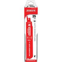 Reciprocating Blade for Auto Dismantling, Bi-Metal, 14-18 TPI, 6" L x 1" W - Diablo DS0614WBF25