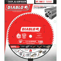 Lame de scie circulaire pour la coupe d'aluminium, 10", 100 dents, Pour Plastique/Fibre de verre/Non ferreux - Diablo D10100N