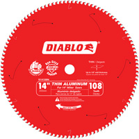 Thin Aluminum Cutting Circular Saw Blade, 14", 108 Teeth, Plastic/Fibreglass/Non-Ferrous Use - Diablo D14108N