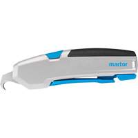 Couteau de s&eacute;curit&eacute; r&eacute;tractable Secubase 625 avec lame courb&eacute;e, 16 mm, Robuste, Prise en Aluminium - Martor 625098