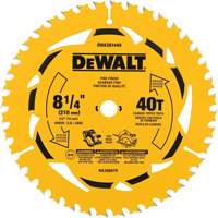Lame de scie circulaire pour la coupe transversale, 8-1/4", 40 dents, Pour Bois - DEWALT DWA281440