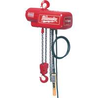 Electric Chain Hoist, 10' Lift, 2000 lbs. (1 tons) Capacity, 16 FPM - Milwaukee 9565
