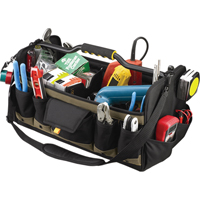 Sacs &agrave; outils souples &agrave; dessus ouvert de 20", Polyester, 27 pochettes, Noir - Kuny's SW-1579