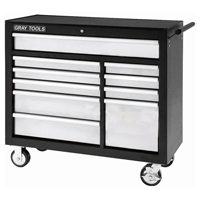 Armoire roulante, 10 tiroirs, 42" la x 19" p x 40" h, Noir - Gray Tools 99210SB