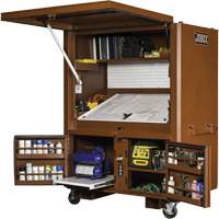 Coffre de chantier et surface de travail sur le terrain, 33" la x 63" p x 80" h, Acier, Rouge - Jobox By Crescent 1-510990