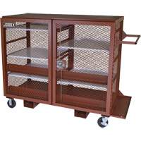 Mobile Mesh Cabinet, Steel, 49 Cubic Feet, Red - Jobox By Crescent 1-400990