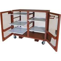 Mobile Mesh Cabinet, Steel, 49 Cubic Feet, Red - Jobox By Crescent 1-400990