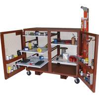 Mobile Mesh Cabinet, Steel, 49 Cubic Feet, Red - Jobox By Crescent 1-400990