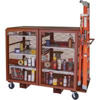 Mobile Mesh Cabinet, Steel, 49 Cubic Feet, Red - Jobox By Crescent 1-400990