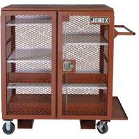 Mobile Mesh Cabinet, Steel, 37 Cubic Feet, Red - Jobox By Crescent 1-401990