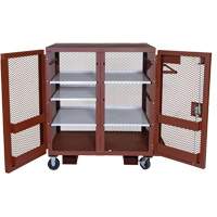 Mobile Mesh Cabinet, Steel, 37 Cubic Feet, Red - Jobox By Crescent 1-401990