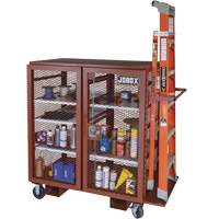 Mobile Mesh Cabinet, Steel, 37 Cubic Feet, Red - Jobox By Crescent 1-401990