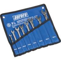 Jeu de cl&eacute;s &agrave; cliquet &agrave; t&ecirc;te fixe, Combinaison, 8 morceaux, M&eacute;trique - Outils Aurora 
