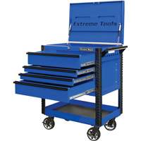 Chariot &agrave; outil s&eacute;rie EX de luxe, 4 tiroirs, 22-7/8" lo x 33" la x 44-1/4" h, Bleu - Extreme Tools EX3304TCBLBK