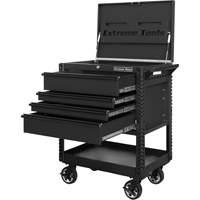 Chariot &agrave; outil s&eacute;rie EX de luxe, 4 tiroirs, 22-7/8" lo x 33" la x 44-1/4" h, Noir - Extreme Tools EX3304TCMBBK