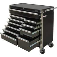 Chariot &agrave; outils industriel, 11 tiroirs, 41" la x 18-3/4" p x 39-1/3" h, Noir - Outils Aurora 