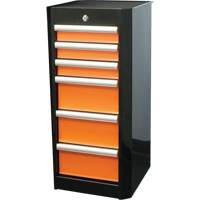 Side Rider Tool Drawer, 6 Drawers, 16" W x 18" D x 34" H, Black/Orange - Dynamic Tools D069305