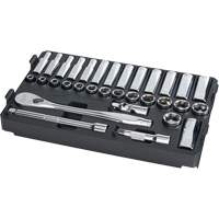 Metric Ratchet & Socket Set with Packout Low-Profile Compact Organizer, 32 Pcs, 3/8" Drive Size, Deep - Milwaukee 48-22-9482