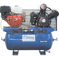 Industrial Series Air Compressors - Engine Compressors, 25 Gal. (30 US Gal) - Omega Compressors TUK-1130GE