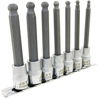 LHSW-3807M Metric 4" Long Ball Nose Socket Set, Hex Ball, 3/8" Drive, 7 Pcs - JET 601805