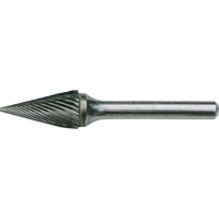 CLEVELAND Solid Carbide Burrs - Pointed Cone Shape, SM-2, 1/4" Dia., 1/4" Shank, 1/2" Depth of Cut - Walter Surface Technologies C17695
