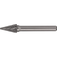 CLEVELAND Solid Carbide Burrs - Pointed Cone Shape, SM-3, 1/4" Dia., 1/4" Shank, 1" Depth of Cut - Walter Surface Technologies C17571