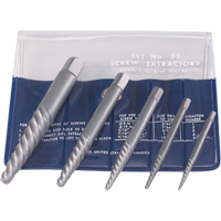 CLEVELAND Screw Extractors - Screw Extractor Set in Fold-Up Pouch, 5 Pieces, High Carbon Steel - Walter Surface Technologies C21149