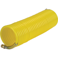 Nylon Coil Air Hose With Fittings, Air, 1/4" ID x 25' L, Nylon, 200 PSI at 23°C - Aurora Tools 