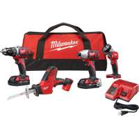 M18 Cordless 4-Tool Combo Kit, Lithium-Ion, 18 V - Milwaukee 2695-24