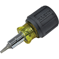 Stubby Multi-Bit Screw Driver With Sq.Recess, 3-1/5" L, Cushion Grip Handle - Klein Tools 32562
