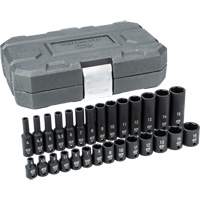Jeu de douilles &agrave; chocs 6 pans standards et profondes m&eacute;triques, 28 Mcx, Chocs, Prise de 1/4" - Gearwrench 84901