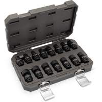 Jeu de 15 douilles m&eacute;triques flexibles universelles &agrave; chocs 3/8" &agrave; 6 pans - Gearwrench 84918N