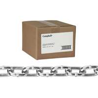 Straight Link Machine Chain, Low Carbon Steel, 2/0 x 100' (30.4 m) L, 545 lbs. (0.2725 tons) Load Capacity - Campbell T0312014
