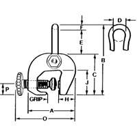 SAC Plate Clamp, 12000 lbs. (6 tons), 0" - 3" Jaw Opening - Campbell 6421002