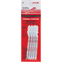 Lame de scie sauteuse, Bim&eacute;tal, Tige en T, 3" lo, 12 dents par pouce - Milwaukee 48-42-5390