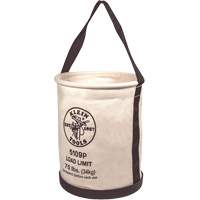 Wide Straight-Wall Bucket with Pocket & Molded Bottom, 15" H, Canvas, Natural - Klein Tools 5109P