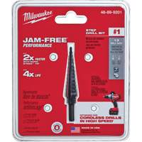 #1 Step Drill Bit, 1/8" - 1/2" , 1/32" Increments, High Speed Steel - Milwaukee 48-89-9201
