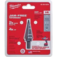 #4 Step Drill Bit, 3/16" - 7/8" , 1/16" Increments, High Speed Steel - Milwaukee 48-89-9204