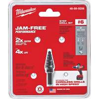 #6 Step Drill Bit, 3/8" - 1/2" , 1/16" Increments, High Speed Steel - Milwaukee 48-89-9206