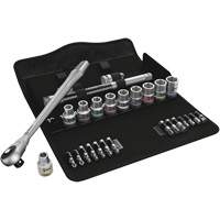 Zyklop Metric Metal Ratchet Set, 28 Pcs, 1/2" Drive Size - Wera Tools 05004077001