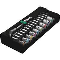 Jeu de rochet imp&eacute;rial en m&eacute;tal Zyklop a/interrupteur &agrave; levier, 28 Mcx, Prise de 1/4" - Wera Tools 05004021001