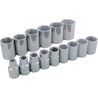 Socket Set, 15 Pcs, 1/2" Drive Size - Gray Tools 35015