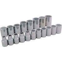 Socket Set, 12 Pcs, 1/2" Drive Size - Gray Tools 39119