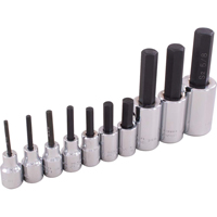 Hex Head Socket Set, Hex, 1/2"/3/8" Drive, 10 Pcs - Gray Tools 25620